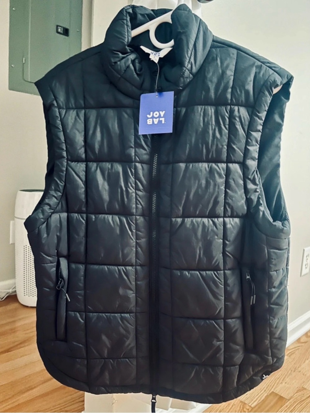 Women's JoyLab Quilted Puffer Zip Vest with Zip Pockets - Color Black - Size Sma